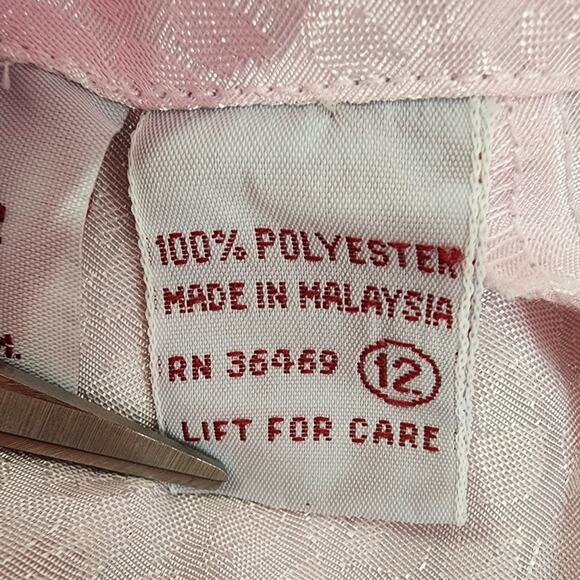 Vintage Grand Design Top Womens 12 Pink Jacquard Silky High Neck Long Sleeve - Picture 6 of 10